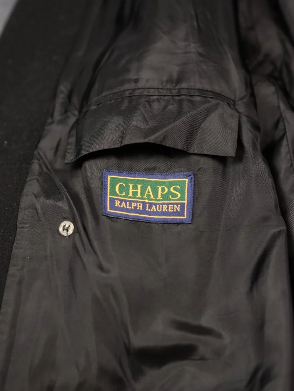 Chaps Mens Black Cashmere Blend Italian Fabric Double Breasted Overcoat 48R